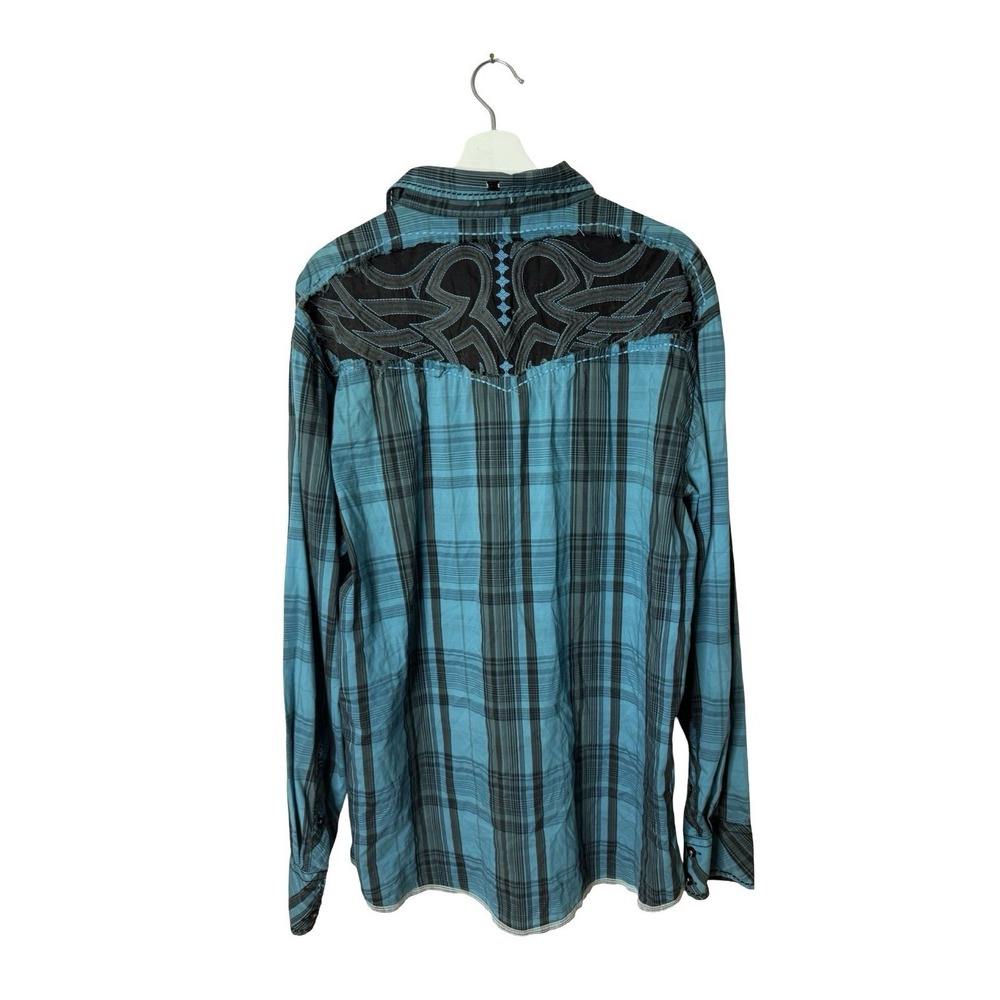 Roar Signature XXL Shirt Embroidered Long Sleeve tealBlack Plaid
